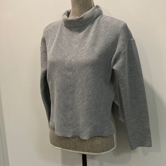 ZARA Grey Mock neck Crop Sweater - Picture 7 of 16